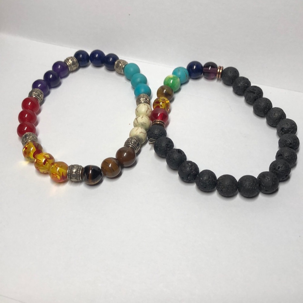 Mens women 7 chakra stone healing elastic